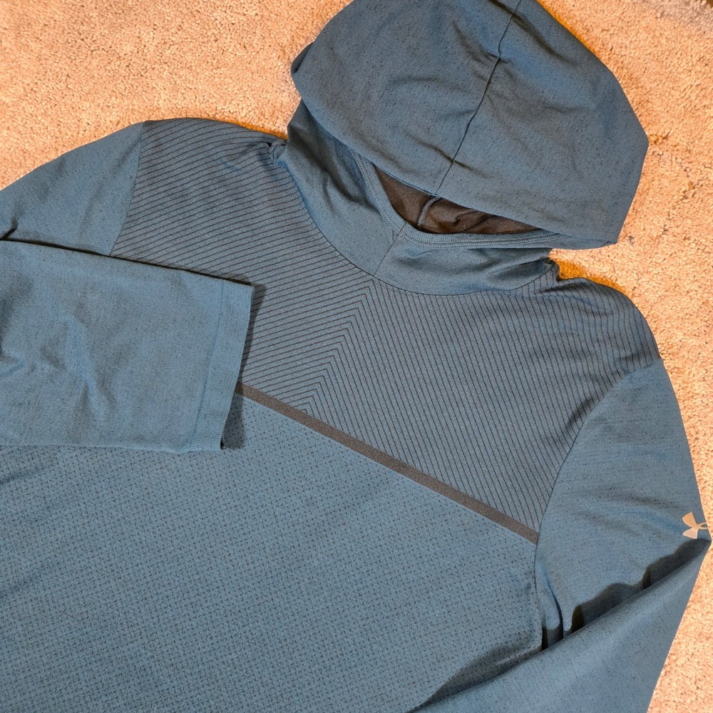 Under Armour Threadborne Mens 2XL Heatgear Fitted Hooded 3/4 Sleeve Shirt